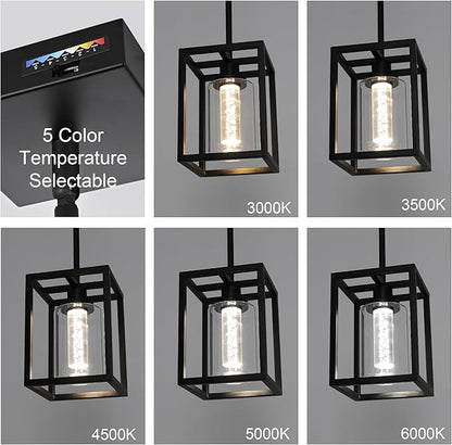 MELUCEE Black Pendant Lights Kitchen Island 1-Light, 5 Color Dimmable Led Pendant Light Ceiling Hanging Over Sink with Crystal Bubble Glass, Modern Integrated LED Hanging Light Dining Room Lighting