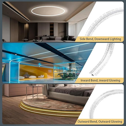 10 Pack LED Channel with Milky White Diffuser 6.6FT/2M Plaster-in Aluminum Drywall U Shaped Trimless Recessed Track for LED Strip, Flexible Led Profile 45 Degree Bendable
