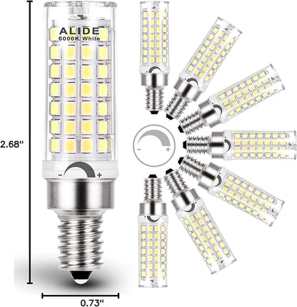ALIDE E12 C7 Dimmable Led Candelabra Bulbs Kx 2000 60 Watt Replacement, 6000k Daylight White T6 110V 120V Small Base E12 LED Bulbs 6W for Ceiling Fan Salt Lamp Chandelier Lighting,600lm,8Pack