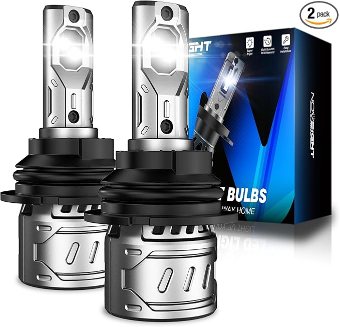 NOVSIGHT 9007 Fog Light Bulbs - Super Bright 9007/HB5 Fog Bulbs Dual Beam With Cooling Fan, 3-Min Fast Installation, Plug and Play, 6500K White, Pack of 2