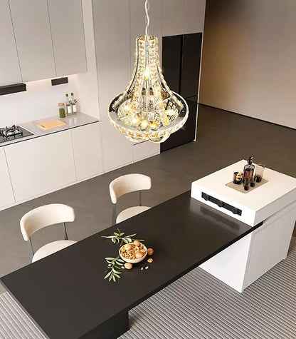 Glam Crystal Chandelier Empire Chandeliers with K9 Crystal Luxury Light Fixture for Dining Room Living Room Bedroom Entryway Silver Lighting