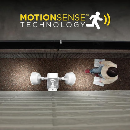 Limitless Innovations Lumenology Dual Security Motion Sensor Spotlights with Adjustable Heads and Sensitivity - Ultra-Bright 1,000 Lumen LED Flood Light - Waterproof/Outdoor (White)