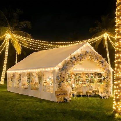 16x32 Party Tent Heavy Duty White Canopy Large Outdoor Event Shelter with Removable Sidewalls, Waterproof Gazebo for Wedding, Backyard, Parties