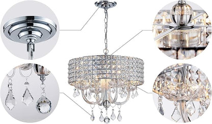 Saint Mossi 4-Lights K9 Crystal Chandelier Modern Chandelier Light Fixture, Crystal Pendant Light Fixture Modern Ceiling Light Fixtures,H17 x D18,Chain Adjustable