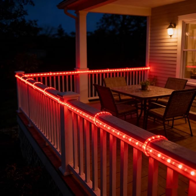 100Ft LED Rope Lights, LED Strip Lights Outdoor Waterproof Decorative Lighting for Indoor/Outdoor, Eaves, Backyards Garden, Halloween and Christmas Decorations(Christmas Red)