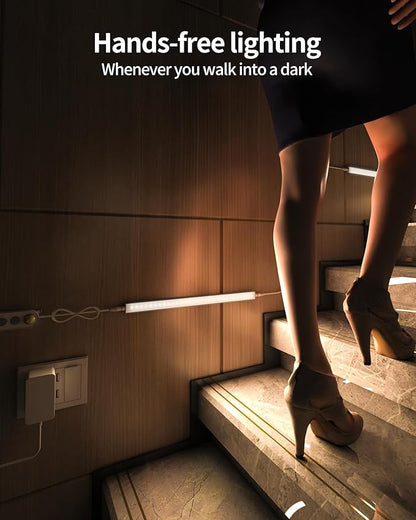 Motion Sensor Dimmable Under Cabinet Lighting, 4500K Daylight, Plug-in, Linkable LED Closet Light Bars, 12-inch 3 Pack