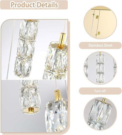 ykolupty H130 Modern Crystal Chandelier 16-Lights Gold Chandeliers Lighting Fixture High Ceiling Chandelier Suitable for Living Room Staircase Villa