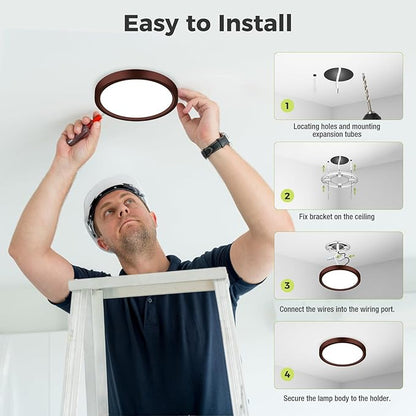 2Pack LED Flush Mount Ceiling Light Fixture Oil Rubbed Bronze, 7Inch 15W, Dimmable&3000K-6500K Adjustable Low Profile Ceiling Lights, 1500LM Round Lamp for Bathroom, Bedroom, Closet, Kitchen, Hallway