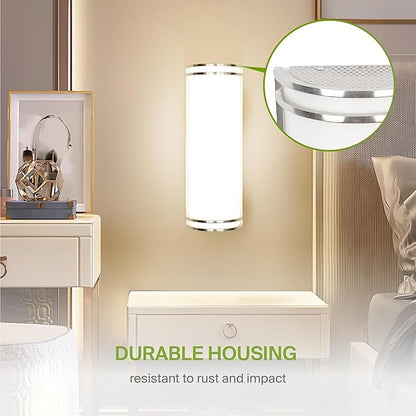 ASD LED Indoor Wall Mount Light Fixture - 18 Inch 25W Modern Interior Nickel Dimmable Wall Sconce Light - ETL 3000K 4000K 5000K Adjustable - Hallway, Bedroom LED Wall Lights