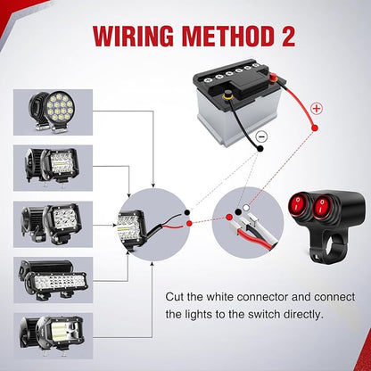 Nilight Motorcycle Handlebar Switch Plug and Play 12V ATV Light Switches Dual Push Button Waterproof ON Off for UTV Driving Lights Fits 22mm Handlebars