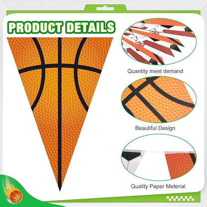 HESTYA 5 Pcs 49 Ft Sport Party Decorations Football Pennant Banner Pre-Assembled Basketball Triangle Flag Bunting Garland for Baseball Soccer Birthday Party Supplies Sport Theme Decorations