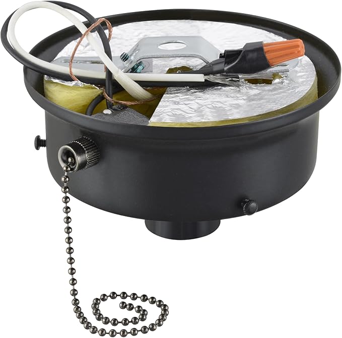 Aspen Creative 22104-01-1, Flush Mount Ceiling Fixture Shade Holder Kit with On/Off Pull Chain Switch in Matte Black Finish 4-1/2" Fitter, 5" Diameter x 1-3/4" Height
