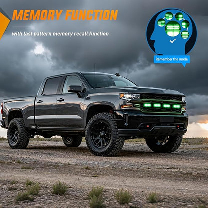 Nilight 4PCS 24LED Emergency Strobe lights 12V 24V Green Surface Mount Grille Hazard Safety Warning Light Sync Feature Side Flashing Marker Flash for Car Truck Campers