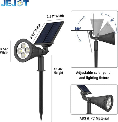 Solar Lights Outdoor Waterproof IP65, Cool White Light, 2 Lighting Modes, Solar Spotlights for Yard Garden Solar Spot Lights for Flag Landscape Auto On/Off-6 Pack
