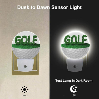 Golf Ball Night Light Half Golf Ball with Grass Golf Course Grassland Night Lights Plug into Wall with Dusk to Dawn Sensor for Boys Men Room Decor & Golfer Gifts