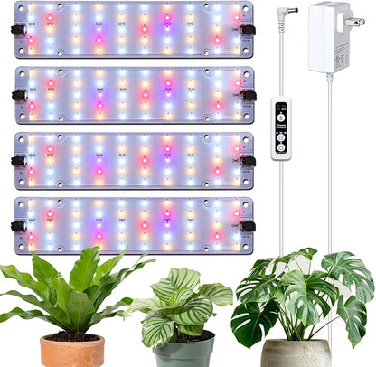 Grow Lights, 40W Linkable Grow Lights for Indoor Plants Full Spectrum, 6/12/16h Timer, Dimmable Ultra-Thin Plant Lights for Indoor Growing, Pinkish White, 1-Set