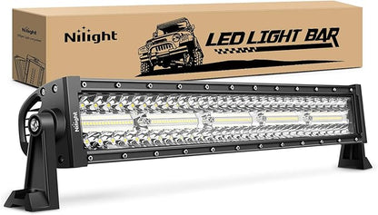Nilight 18040C-A 22 Inch 480W Triple Row Flood Spot Combo Bar Driving Led Off Road Lights SUV Ute ATV Truck 4x4 Boat