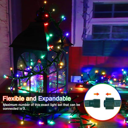 LAMPHOME Color Changing String Lights, 500 LED Warm White & Multicolor Christmas Lights Plug in, 10 Modes Timer LED Fairy Lights, Waterproof Christmas Lights Outdoor for Xmas Tree Party Bedroom Decor