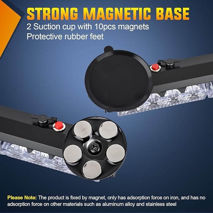 Nilight 12LED Wireless Emergency Strobe Light Amber White 14 Inch Magnetic Mount Mini Light Bar 12V Rooftop Powered Hazard Warning Flashing Lights for Car Truck Trailer Snow Plow Construction Vehicles