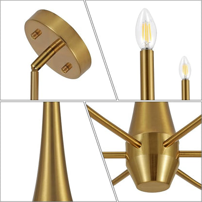 ACNKTZ Gold Chandelier Light Fixture, 6-Light Modern Farmhouse Kitchen Chandeliers Over Table Hanging, Industrial Metal Chandeliers for Dining Room Entryway Bedroom Living Room Foyer Hallway
