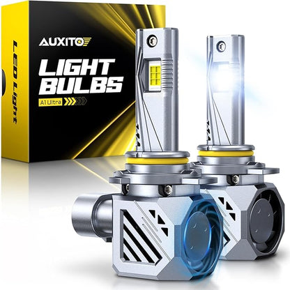 AUXITO 9012 Bulbs, 48000LM 900％ Super Output, 6500K Cool White, Long Lifespan, 1:1 Mini Size Replacement Light Bulbs, Plug-N-Play, Pack of 2