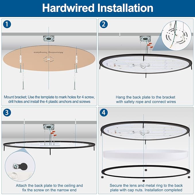 DAKASON 2Pack 32In Oval LED Flush Mount Ceiling Light for Kitchen, 50W Big Ceiling Light Fixture for Living Room, 3500K/4000K/5000K, Dimmable for Dining Room/Laundry/Hallway, Oil Rubbed Bronze