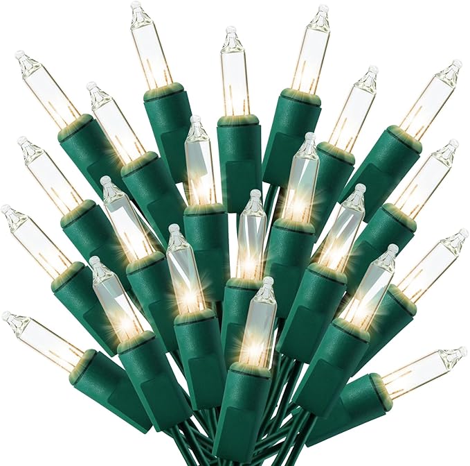 TIGOMOOV 21ft White Christmas String Lights Indoor，Warm White 100 Count String Lights Plug in, Mini Xmas Lights Outdoor Clear White Christmas Tree Lights- String White Lights for Bedroom