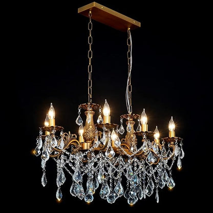 Crystal Chandeliers Contemporary Chandelier Island Lighting 8 Lights Candle Pendant Rectangle Hanging Ceiling Light Fixture for Dining Room Living Room Kitchen Island Entry L33.85