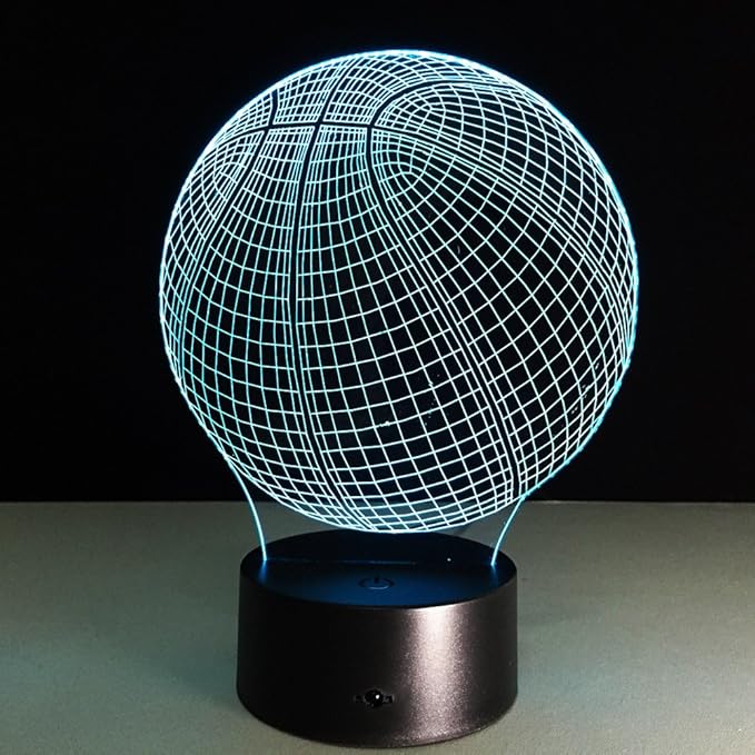 Ticent 3D Lamp Basketball Round Shape, 7 Color Changing Night Light Smart Touch Switch LED Lighting Creative Gift Toys Decorations