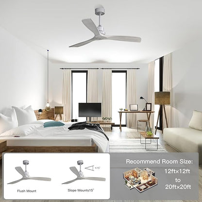 Sofucor Smart Ceiling Fan no Lights, 52" Low Profile Ceiling Fans with Remote, Compatible with Alexa/Google/App, 6-Speed Timing Reversible DC Motor for Bedroom Living Room Patio Indoor Outdoor
