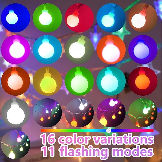 LED Globe String Lights - 19.7ft USB Color Changing Twinkle Lights with Remote for Indoor, Classroom, Halloween, Room, Christmas