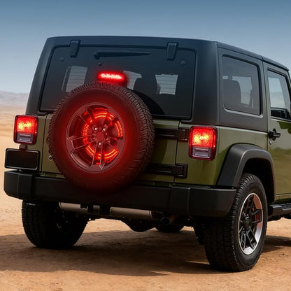 Nilight Spare Tire Brake Light Red Double Row LED Ring 3rd Third Stop Rear Wheel Lights Plug and Play Fit for 2007-2017 Jeep Wrangler JK JKU