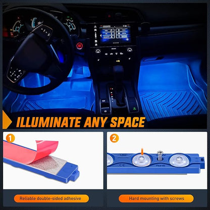 Nilight 8PCS Truck Pickup Bed Light 24LED Blue Cargo Rock Lighting Kits with Switch for Van Off-Road Under Car Side Marker Foot Wells Rail