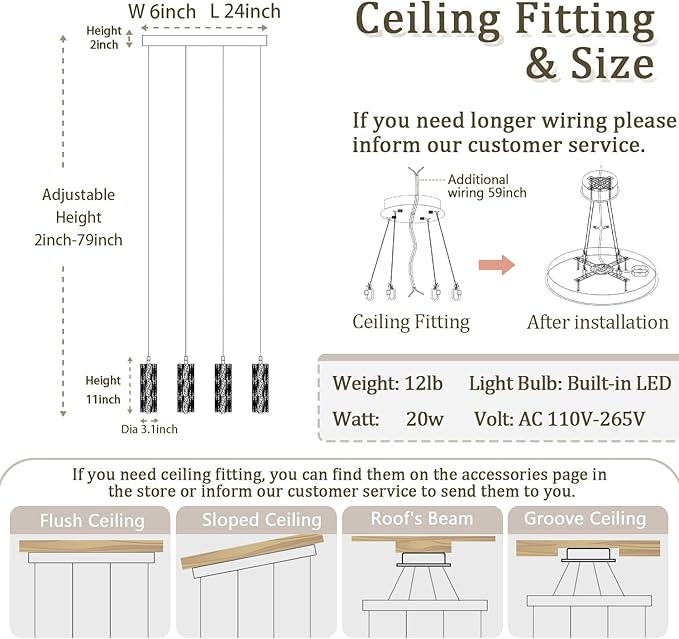 ykolupty Rectangle Crystal Pendant Lights LED Dimmable Pendant Ceiling Lighting Modern Linear Chandelier for Dining Room Hallway Silver