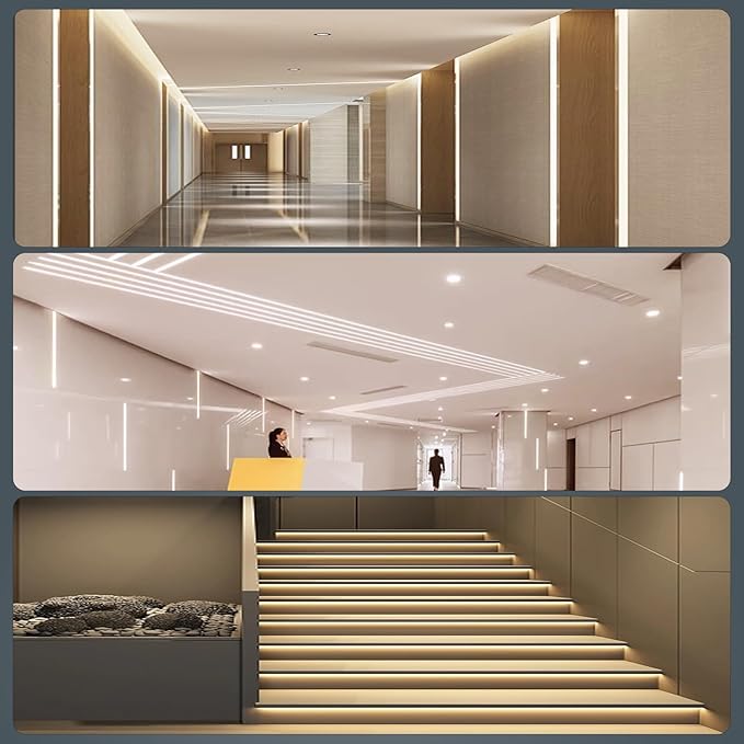 10 Pack Aluminum LED Channel 6.6FT/2M Plaster-in with Strip Diffuser and Milky Cover Tape Light Track LED Profile for Various Lighting Applications