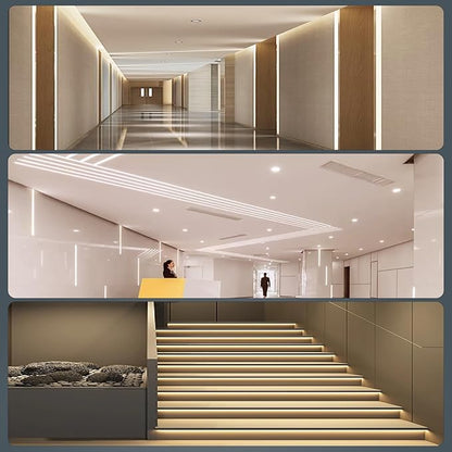 6 Pack LED Channel Plaster-in 6.6FT/2M Trimless Recessed Drywall Aluminum Channel, LED Profile for Wall and Ceiling with Milky Diffuser and End Caps.