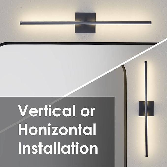 KARTOOSH 28.3 Inch Battery Operated Wall Sconces 3000K Warm White LED Wall Lights Remote Control Dimmable Set of Two 350°Rotate Wireless Lamps Home Decor for Living Room Hallway Bedroom, Black 2 Pack