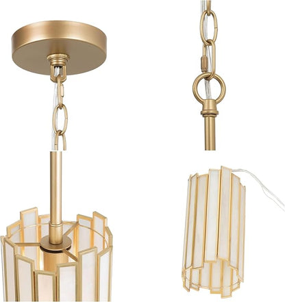 KSANA Gold Pendant Lights Kitchen Island, Kitchen Pendant Lighting Over Island with Cream Glass Shade, Modern Gold Pendant Light Fixtures for Dining Table, Bedside, Tableside, Hallway, 4.3''D x 18''H