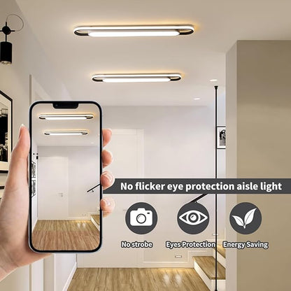 4Ft Modern Smart LED Linear Ceiling Lights Dimmable LED Ceiling Lamp with Remote Control,65W Metal/Acrylic Flush Mount Ceiling Lighting Fixtures for Kitchen Living Room Kitchen Dining Room (48")