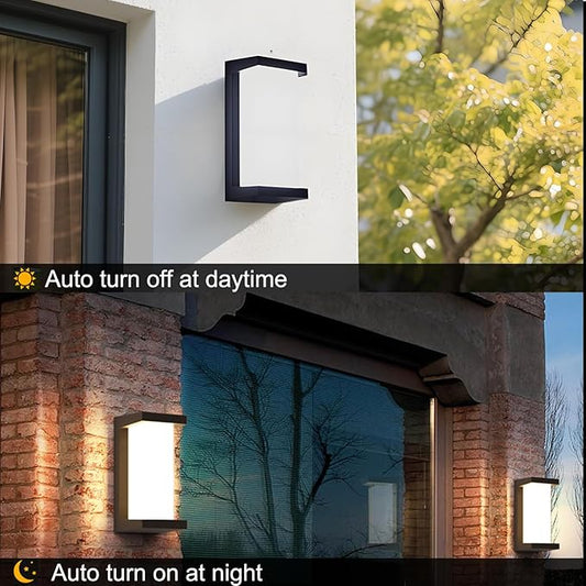 Sytmhoe Dusk to Dawn Exterior Wall Lights,Modern LED Outdoor Light Fixture,3000k Black Wall Sconce,Ouside Light for House Porch Patio Garage Walkway Backyard Garden