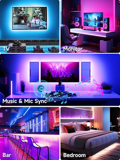 Tyute TV LED Lights, 18.0ft LED Lights for 40-75 Inch TV Behind Lighting, RGB Color Changing TV Backlight with APP & Remote Control, Music Sync USB LED Strip Light for Bedroom Gaming Room Decor