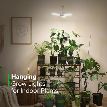 SANSI Grow Lights for Indoor Plants, 99 LEDs Plant Growing Lamp with Timer, 30W 2000LM 4000K Plant Light with Full Spectrum High PPFD, Height Adjustable Wings, 16.4FT Power Cord for Tall Large Plants