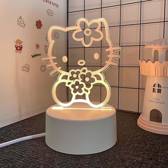 3 Color Change Cartoon Night Light, 3D Kawaii LED Desk Lamp, Acrylic Sleep Night Lamp As Best Gifts for Women Teens Boys Girls