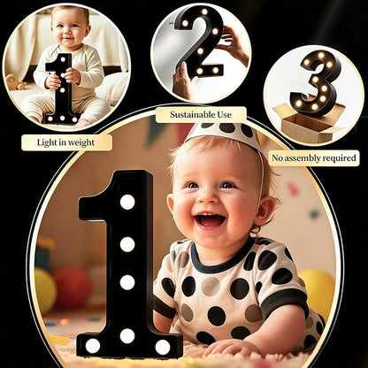 Light Up Black Alphabet Marquee Number Sign LED Marquee Number Lights Sign for Night Light Home Bar Christmas Lamp Birthday Party Wedding Decoration 1