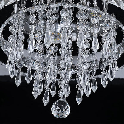 Deckrico Modern K9 Crystal Chandelier 3 LED Lights Stainless Steel Pendant Lamp Flush Mount Light Fixtures for Dining Room Bathroom Bedroom Living Room (Cool White)