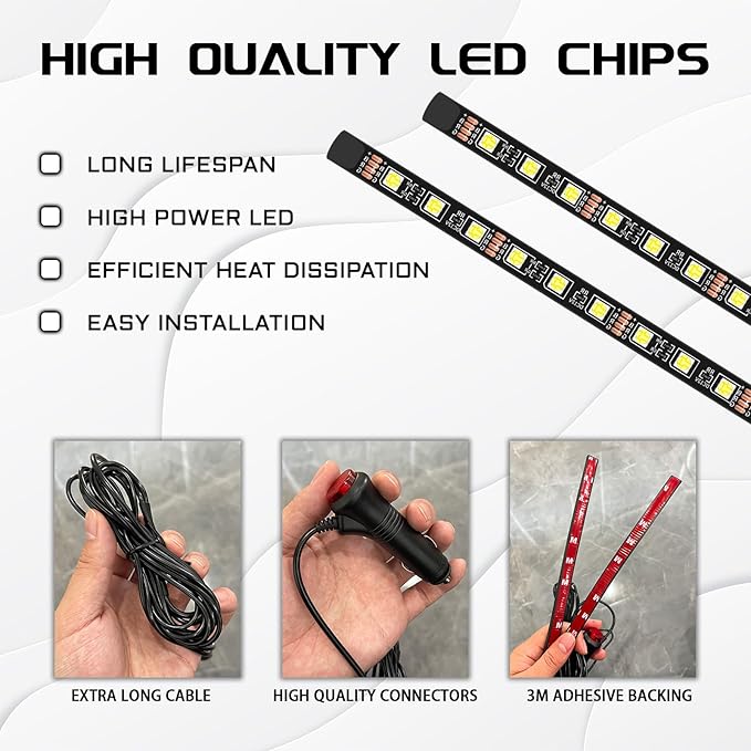 Interior Car Light,Car LED Ambient Lighting Strip Light Neon Interior Atmosphere Lights, 12V USB Port Auto Interior Under Dash Floor Ambient Night Light Decorative Lamp (USB+White)
