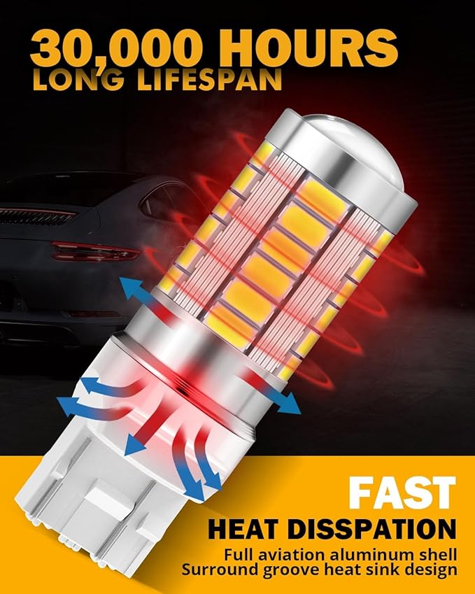 Auxbeam 7443 Reverse Light Bulbs, Super Bright 6500K White T20 LED Bulbs for Backup Reverse Lights, 33-SMD LED Chips with Projector, Pack of 2