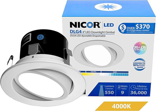 DLG4 Series 4 in. LED Gimbal Downlight Retrofit Kit in 4000K (DLG4-10-120-4K-WH
