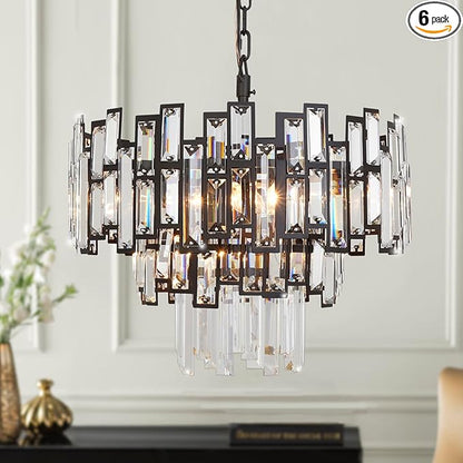Modern Crystal Chandelier Lighting for Dining Rooms Kids Bedroom Foyer Entryway Ceiling Hanging Pendant Light Fixture Small Geometric Raindrop Lamp