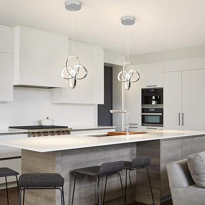Modern Pendant Lighting, 4500K Chrome Pendant Light Kitchen Island, Height Adjustable Hanging Pendant Light Fixtures for Dining Room Kitchen Sink Bedroom Hallway,1 Pack